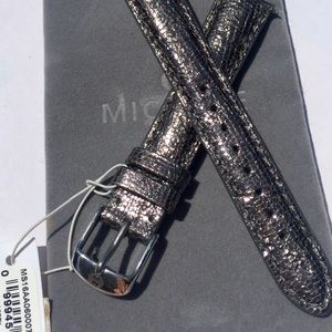 New auth Michele 16mm leather watch strap